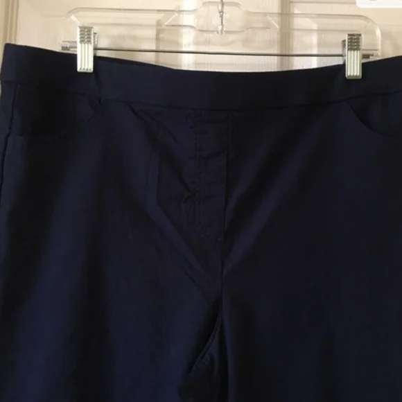 Alfred Dunner Navy Pants Size 16 Women's Flat Front Pull On Elastic Waist Blue - Picture 5 of 8